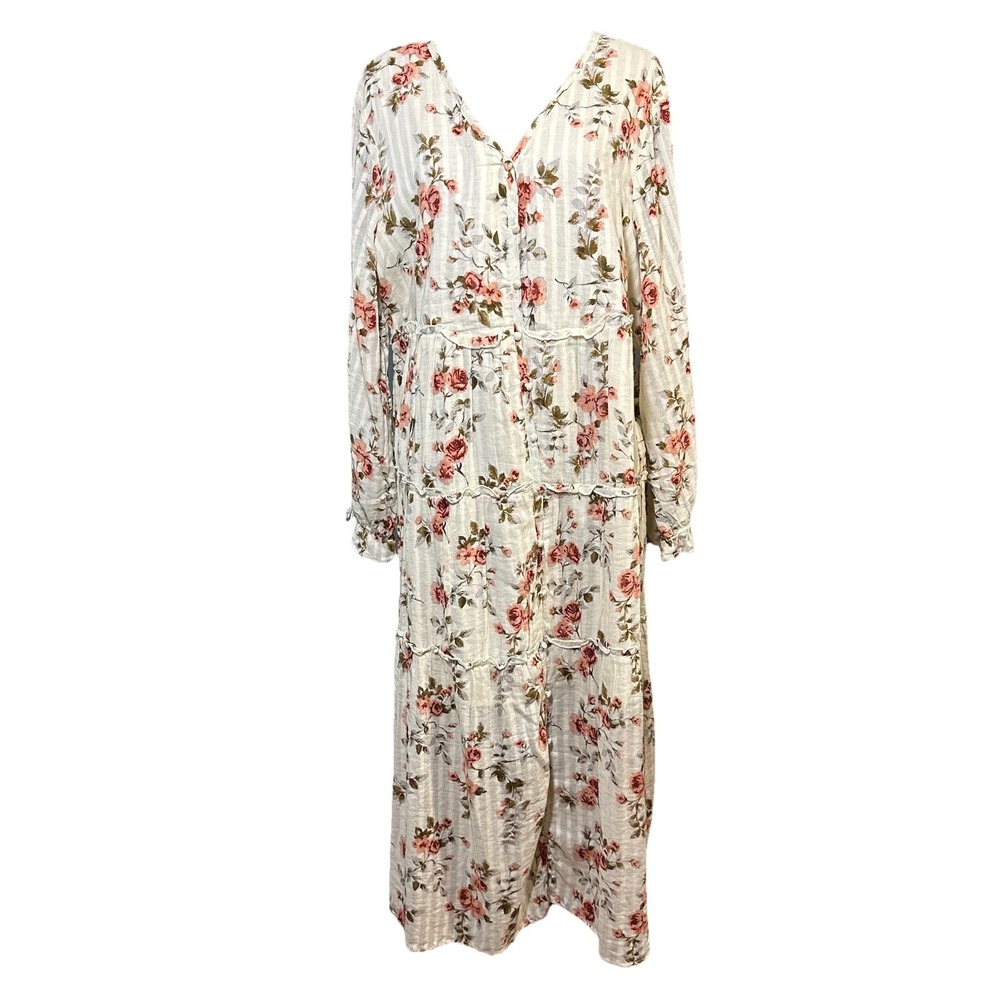 Studio West Apparel Dress 2XL Floral Tiered Cottage Core Peasant Festival Cotton